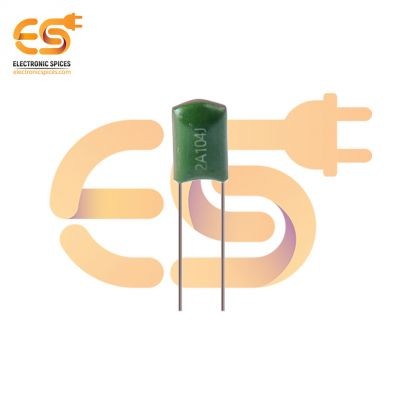 0.1μF 2A104J 100V CL11 Polyester Film Capacitor Pack of 5pcs